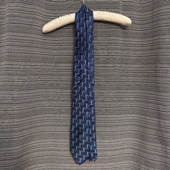 D’este Vintage Blue Silk Brocade Tie - Picture 1 of 5